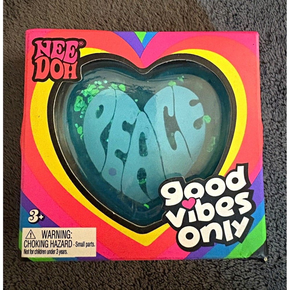 Nee Doh Good Vibes Only Heart Peace Squishy Squeeze Blue 3( 26085HY)